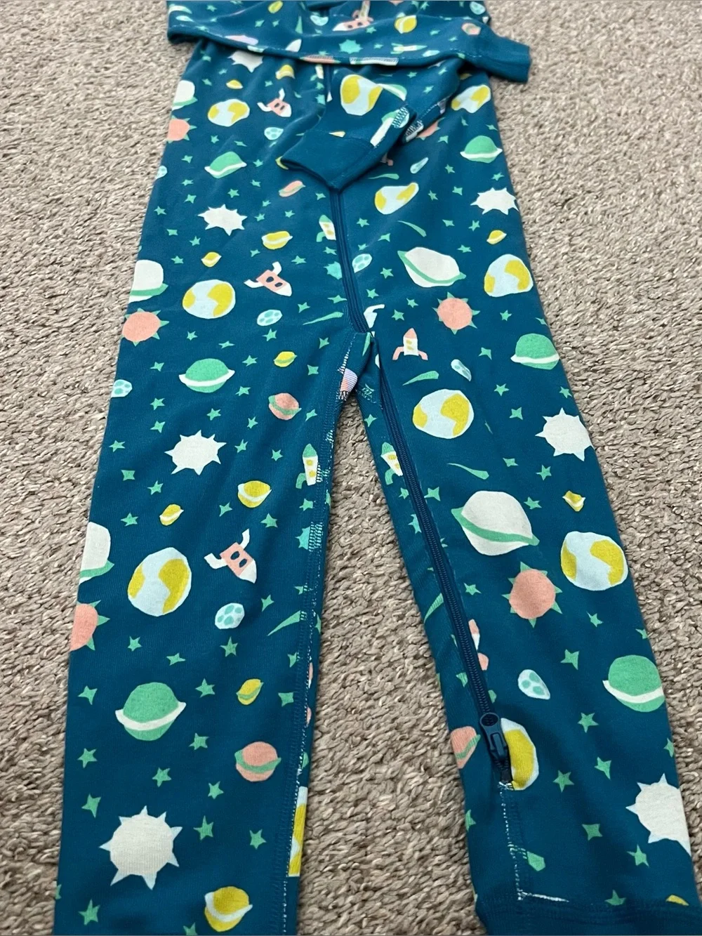 Quince Kids' Teal Space-Print Zip One-Piece Size 4 NWT